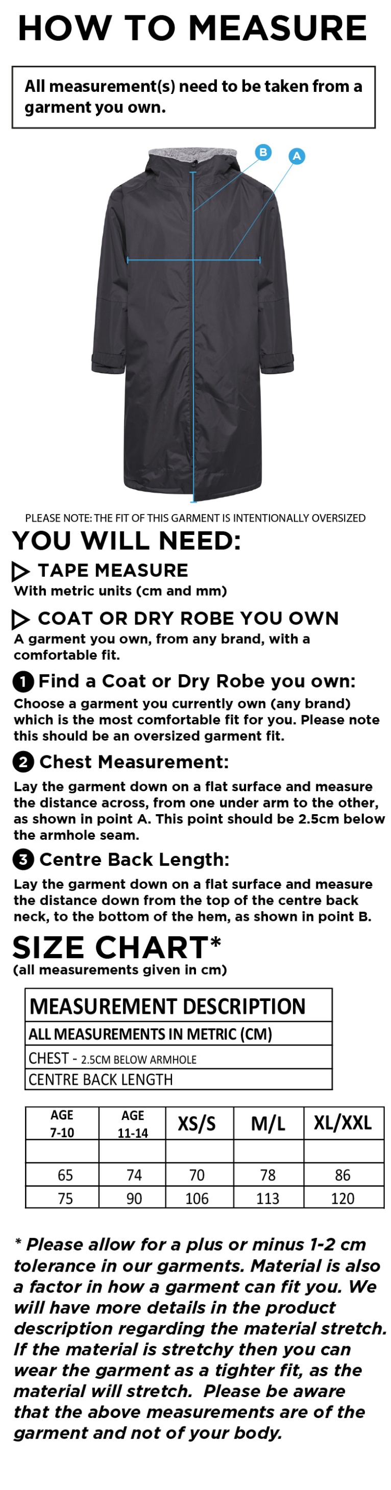 Active Thermal Robe Black - Size Guide