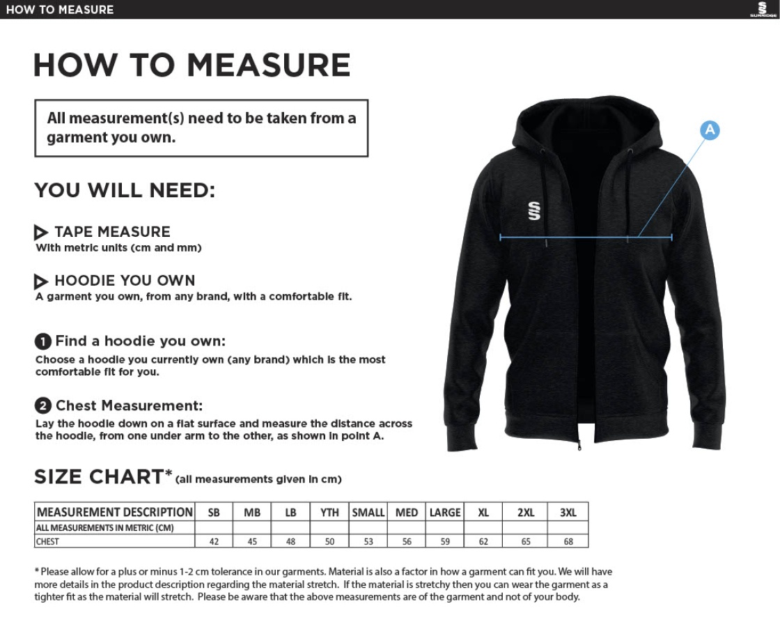 DORSET CC Dual Full Zip Hoody : Black - Size Guide